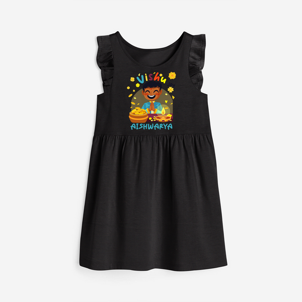 "Step into vibrant hues with our "Vishu Joy" Customised Frock - BLACK - 0 - 6 Months Old (Chest 18")