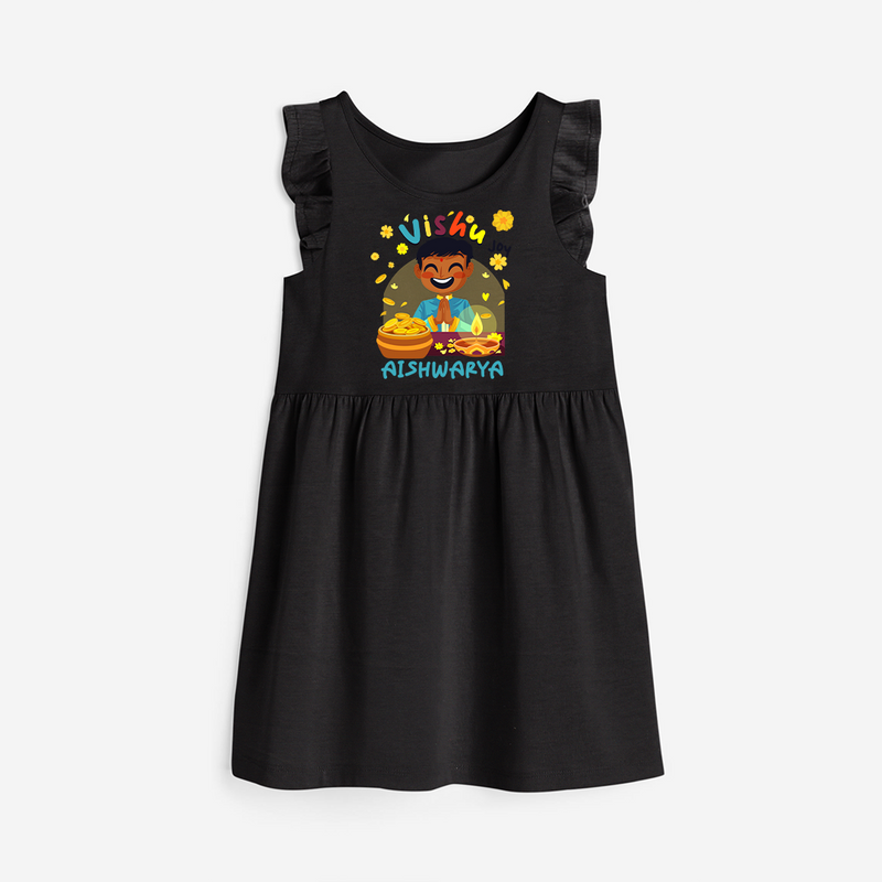 "Step into vibrant hues with our "Vishu Joy" Customised Frock - BLACK - 0 - 6 Months Old (Chest 18")