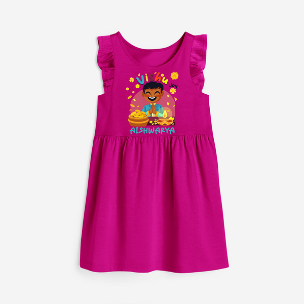 "Step into vibrant hues with our "Vishu Joy" Customised Frock - HOT PINK - 0 - 6 Months Old (Chest 18")