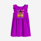 "Step into vibrant hues with our "Vishu Joy" Customised Frock - PURPLE - 0 - 6 Months Old (Chest 18")