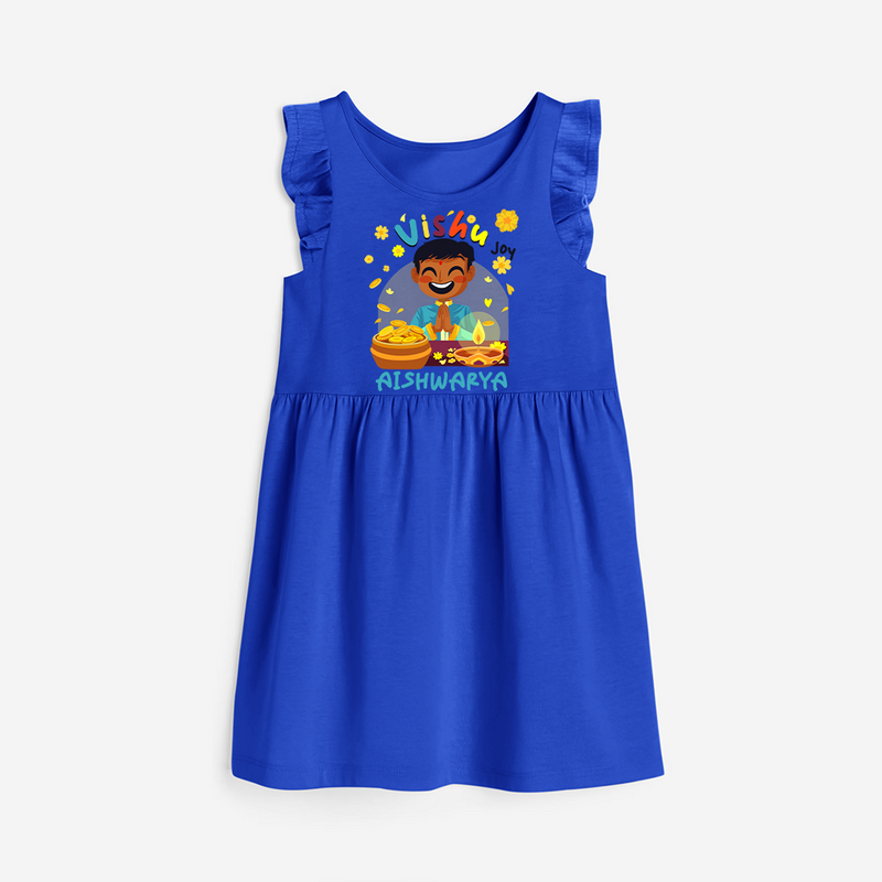 "Step into vibrant hues with our "Vishu Joy" Customised Frock - ROYAL BLUE - 0 - 6 Months Old (Chest 18")