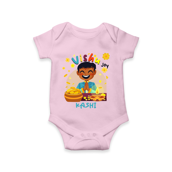 "Step into vibrant hues with our "Vishu Joy" Customised Kids Romper  - BABY PINK - 0 - 3 Months Old (Chest 16")