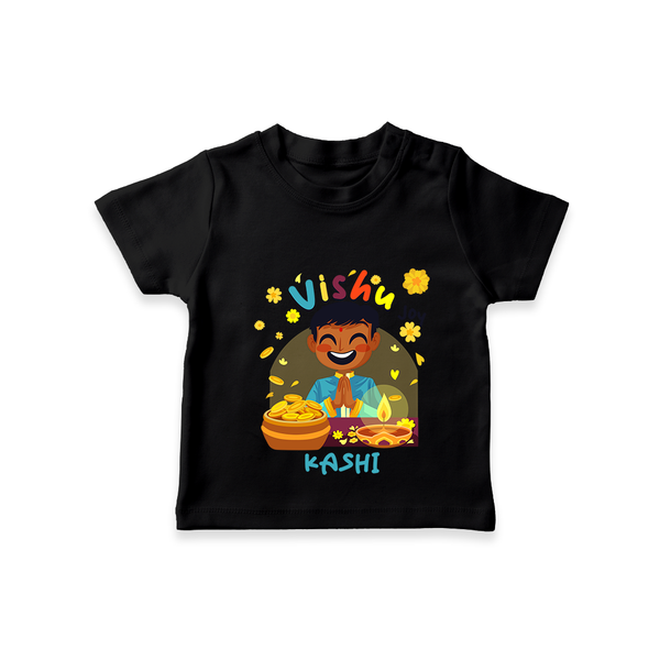 "Step into vibrant hues with our "Vishu Joy" Customised T-Shirt for Kids - BLACK - 0 - 5 Months Old (Chest 17")