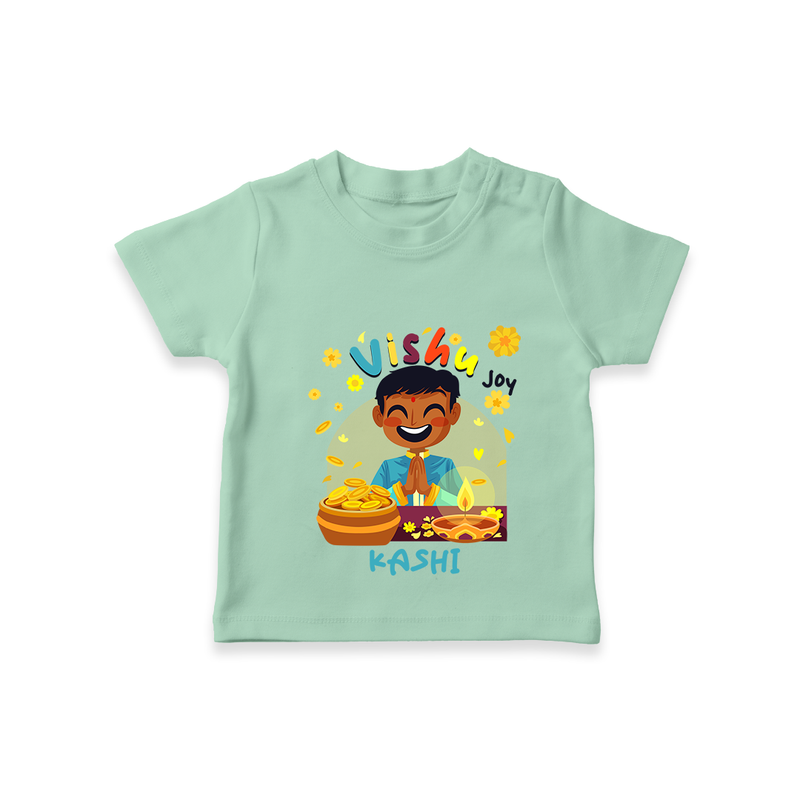 "Step into vibrant hues with our "Vishu Joy" Customised T-Shirt for Kids - MINT GREEN - 0 - 5 Months Old (Chest 17")