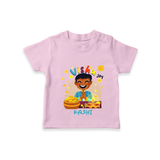 "Step into vibrant hues with our "Vishu Joy" Customised T-Shirt for Kids - PINK - 0 - 5 Months Old (Chest 17")