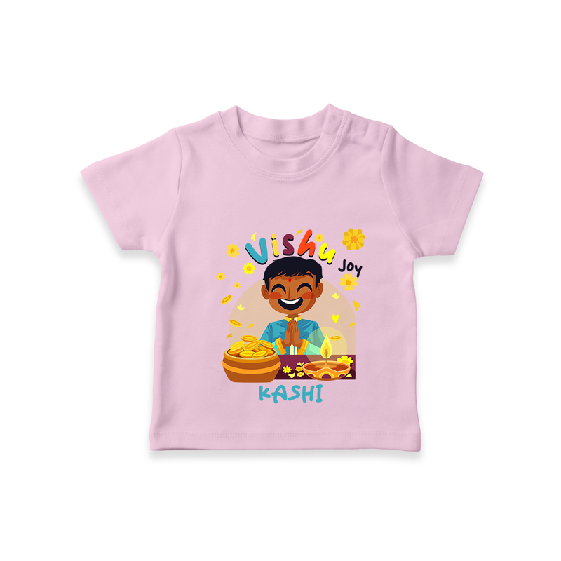 "Step into vibrant hues with our "Vishu Joy" Customised T-Shirt for Kids - PINK - 0 - 5 Months Old (Chest 17")