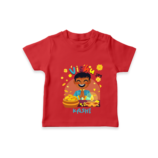 "Step into vibrant hues with our "Vishu Joy" Customised T-Shirt for Kids - RED - 0 - 5 Months Old (Chest 17")