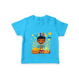 "Step into vibrant hues with our "Vishu Joy" Customised T-Shirt for Kids - SKY BLUE - 0 - 5 Months Old (Chest 17")