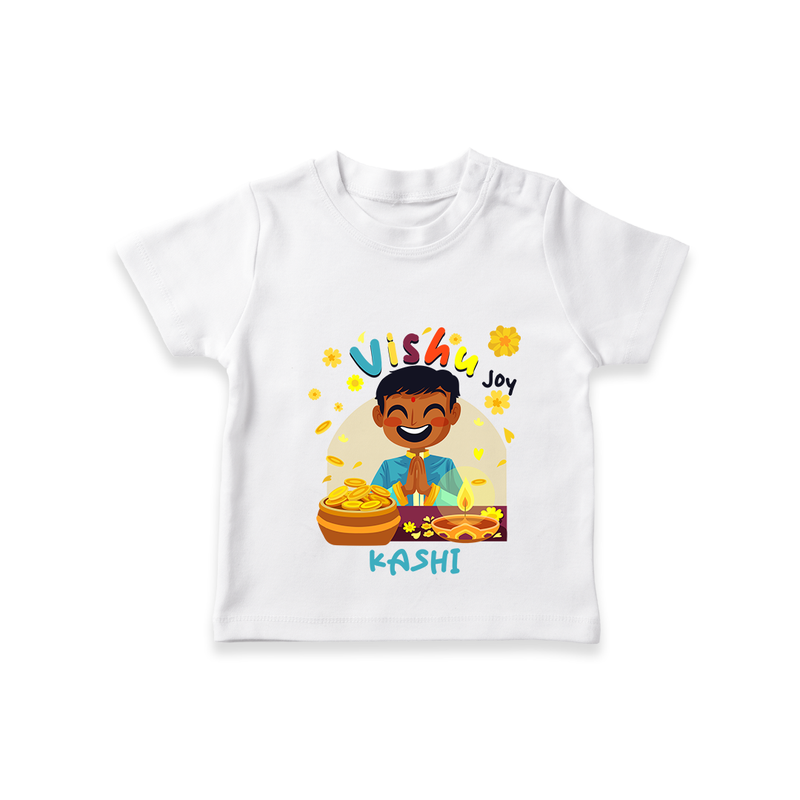 "Step into vibrant hues with our "Vishu Joy" Customised T-Shirt for Kids - WHITE - 0 - 5 Months Old (Chest 17")