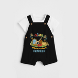 Embrace tradition with "Vishu Ashamsakal" Customised Dungaree for Kids - BLACK - 0 - 3 Months Old (Chest 17")