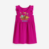 Embrace tradition with "Vishu Ashamsakal" Customised Frock - HOT PINK - 0 - 6 Months Old (Chest 18")