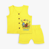 Embrace tradition with "Vishu Ashamsakal" Customised Jabla for Kids - YELLOW - 0 - 3 Months Old (Chest 9.8")