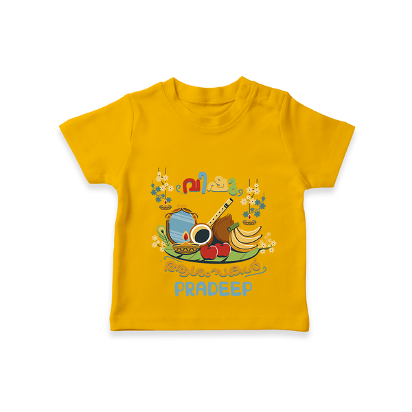 Embrace tradition with "Vishu Ashamsakal" Customised T-Shirt for Kids - CHROME YELLOW - 0 - 5 Months Old (Chest 17")