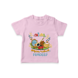 Embrace tradition with "Vishu Ashamsakal" Customised T-Shirt for Kids - PINK - 0 - 5 Months Old (Chest 17")