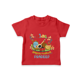 Embrace tradition with "Vishu Ashamsakal" Customised T-Shirt for Kids - RED - 0 - 5 Months Old (Chest 17")