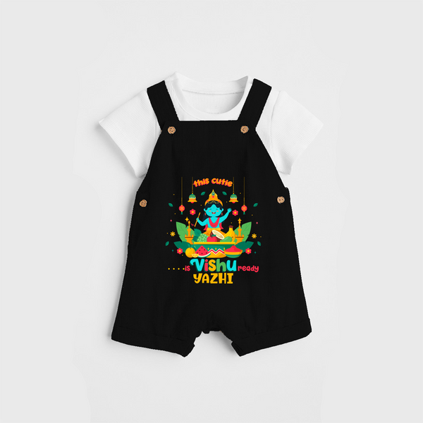 Make a statement with "This Cutie is Vishu Ready" vibrant colors Customised Dungaree for Kids - BLACK - 0 - 3 Months Old (Chest 17")