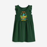 Make a statement with "This Cutie is Vishu Ready" vibrant colors Customised Frock - BOTTLE GREEN - 0 - 6 Months Old (Chest 18")