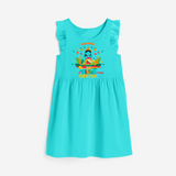 Make a statement with "This Cutie is Vishu Ready" vibrant colors Customised Frock - LIGHT BLUE - 0 - 6 Months Old (Chest 18")