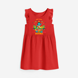 Make a statement with "This Cutie is Vishu Ready" vibrant colors Customised Frock - RED - 0 - 6 Months Old (Chest 18")