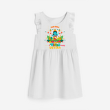 Make a statement with "This Cutie is Vishu Ready" vibrant colors Customised Frock - WHITE - 0 - 6 Months Old (Chest 18")