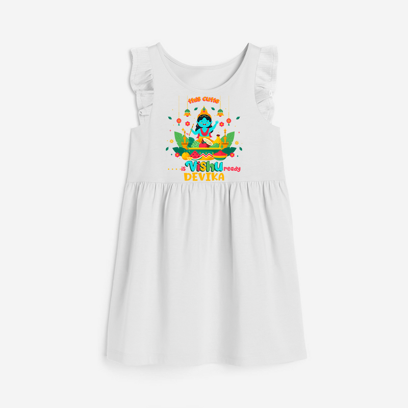 Make a statement with "This Cutie is Vishu Ready" vibrant colors Customised Frock - WHITE - 0 - 6 Months Old (Chest 18")