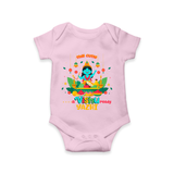 Make a statement with "This Cutie is Vishu Ready" vibrant colors Customised Romper - BABY PINK - 0 - 3 Months Old (Chest 16")