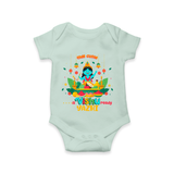 Make a statement with "This Cutie is Vishu Ready" vibrant colors Customised Romper - MINT GREEN - 0 - 3 Months Old (Chest 16")