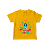 Make a statement with "This Cutie is Vishu Ready" vibrant colors Customised T-Shirt for Kids - CHROME YELLOW - 0 - 5 Months Old (Chest 17")