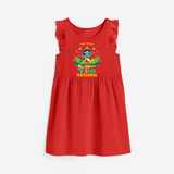 Stand out with eye-catching "My 1st Vishu" designs of Customised Frock - RED - 0 - 6 Months Old (Chest 18")