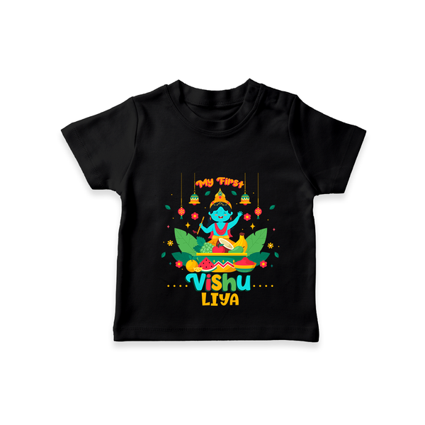 Stand out with eye-catching "My 1st Vishu" designs of Customised T-Shirt for Kids - BLACK - 0 - 5 Months Old (Chest 17")