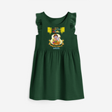 Elevate your wardrobe with "My 1st Vishu" Customised Frock - BOTTLE GREEN - 0 - 6 Months Old (Chest 18")