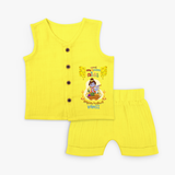 Elevate your wardrobe with "My 1st Vishu" Customised Jabla for Kids - YELLOW - 0 - 3 Months Old (Chest 9.8")