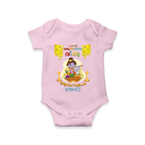 Elevate your wardrobe with "My 1st Vishu" Customised Kids Romper  - BABY PINK - 0 - 3 Months Old (Chest 16")