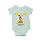 Elevate your wardrobe with "My 1st Vishu" Customised Kids Romper  - MINT GREEN - 0 - 3 Months Old (Chest 16")