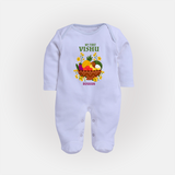 My First Vishu Janani Personalized Baby FULL BODY SUIT – Vishu Kani Theme Outfit - BABY BLUE - New Born (Chest 7.5")