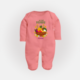 My First Vishu Janani Personalized Baby FULL BODY SUIT – Vishu Kani Theme Outfit - PEACH - New Born (Chest 7.5")