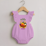 My First Vishu Janani Personalized Baby ROMPER FROCK – Vishu Kani Theme Outfit - BABY PINK - 0 - 3 Months Old (Chest 19")