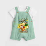 My First Vishu Madhavi Personalized Baby DUNGAREE – Malayalam Vishu Design Outfit - MINT GREEN - 0 - 5 Months Old (Chest 18")