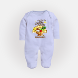 My First Vishu Madhavi Personalized Baby FULL BODY SUIT – Malayalam Vishu Design Outfit - BABY BLUE - New Born (Chest 7.5")