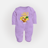 My First Vishu Madhavi Personalized Baby FULL BODY SUIT – Malayalam Vishu Design Outfit - LILAC - New Born (Chest 7.5")