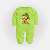 My First Vishu Madhavi Personalized Baby FULL BODY SUIT – Malayalam Vishu Design Outfit - LIME GREEN - New Born (Chest 7.5")