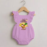 My First Vishu Madhavi Personalized Baby ROMPER FROCK – Malayalam Vishu Design Outfit - BABY PINK - 0 - 3 Months Old (Chest 19")