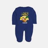 My First Vishu Madhavi Personalized Baby FULL BODY SUIT – Malayalam Vishu Design Outfit - NAVY BLUE - New Born (Chest 7.5")