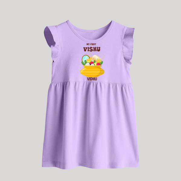 My First Vishu Pavithra Personalized Baby BABY FROCK – Traditional Vishu Pot Outfit - LILAC - 0 - 3 Months Old (Chest 17")