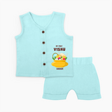 My First Vishu Pavithra Personalized Baby Jabla – Traditional Vishu Pot Outfit - BABY BLUE - 0 - 3 Months Old (Chest 9.8")