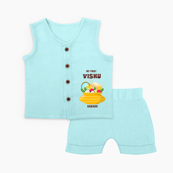 My First Vishu Pavithra Personalized Baby Jabla – Traditional Vishu Pot Outfit - BABY BLUE - 0 - 3 Months Old (Chest 9.8")
