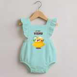 My First Vishu Pavithra Personalized Baby ROMPER FROCK – Traditional Vishu Pot Outfit - MINT GREEN - 0 - 3 Months Old (Chest 19")