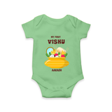 My First Vishu Pavithra Personalized Baby Romper – Traditional Vishu Pot Outfit - GREEN - New Born (Chest 14")