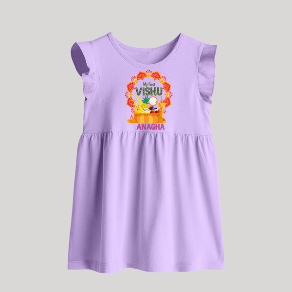 My First Vishu Saranya Personalized Baby BABY FROCK – Festive Vishu Mandala Outfit - LILAC - 0 - 3 Months Old (Chest 17")
