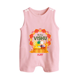 My First Vishu Saranya Personalized Baby BUTTON ROMPER – Festive Vishu Mandala Outfit - BABY PINK - New Born (Chest 18")